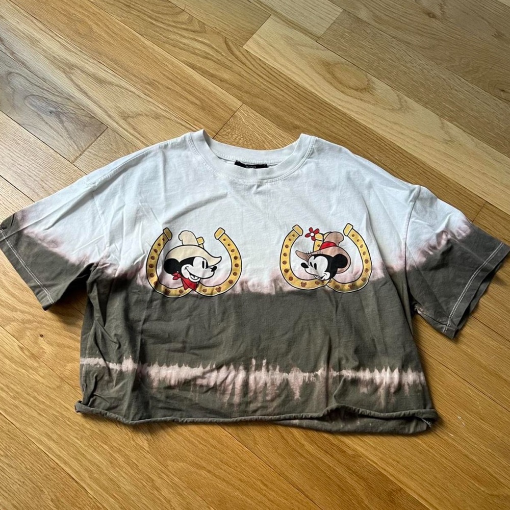 Bershka x Disney Western Cowboy Mickey Mouse Cropped Tshirt